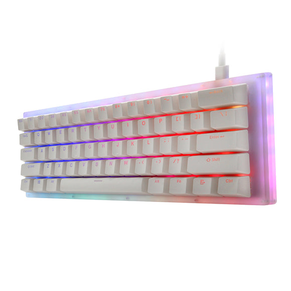 GamaKay K61 61 Keys Mechanical Gaming Keyboard Hot Swappable Type-C 3.1 Wired USB Translucent Glass Base Gateron Switch ABS Two-color Keycap NKRO RGB Gaming Keyboard