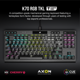 מקלדת גיימינג מכנית קומפקטית CORSAIR K70 TKL MX RED
