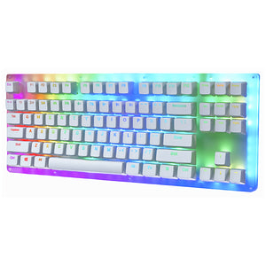 GamaKay K87 87 Keys Mechanical Gaming Keyboard Hot Swappable Type-C Wired USB 3.1 Translucent Glass Base Gateron Switch ABS Two-color Keycap RGB Gaming Keyboard